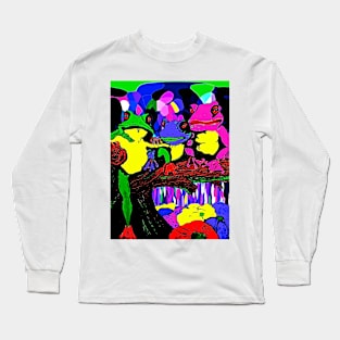 Frog Family and a Rainbow Waterfall Long Sleeve T-Shirt